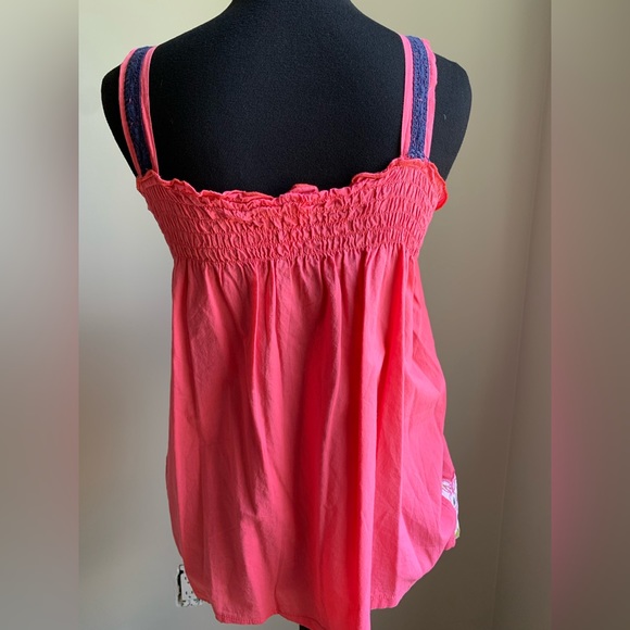 Event hot pink tank with embroidery, eyelet and smocking - Picture 5 of 8